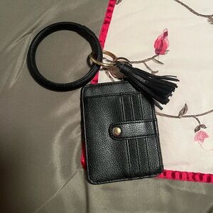 Black Wristlet wallet with large arm ring